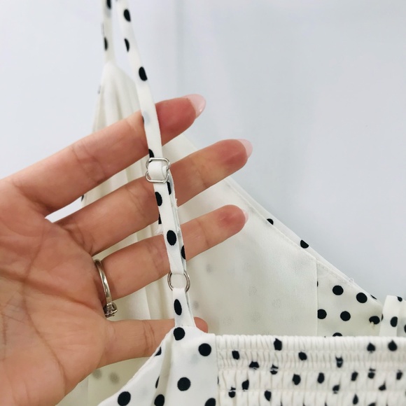 Sienna Sky Button Front High Low Midi Dress Polka Dot White Black Size Large - Picture 6 of 8